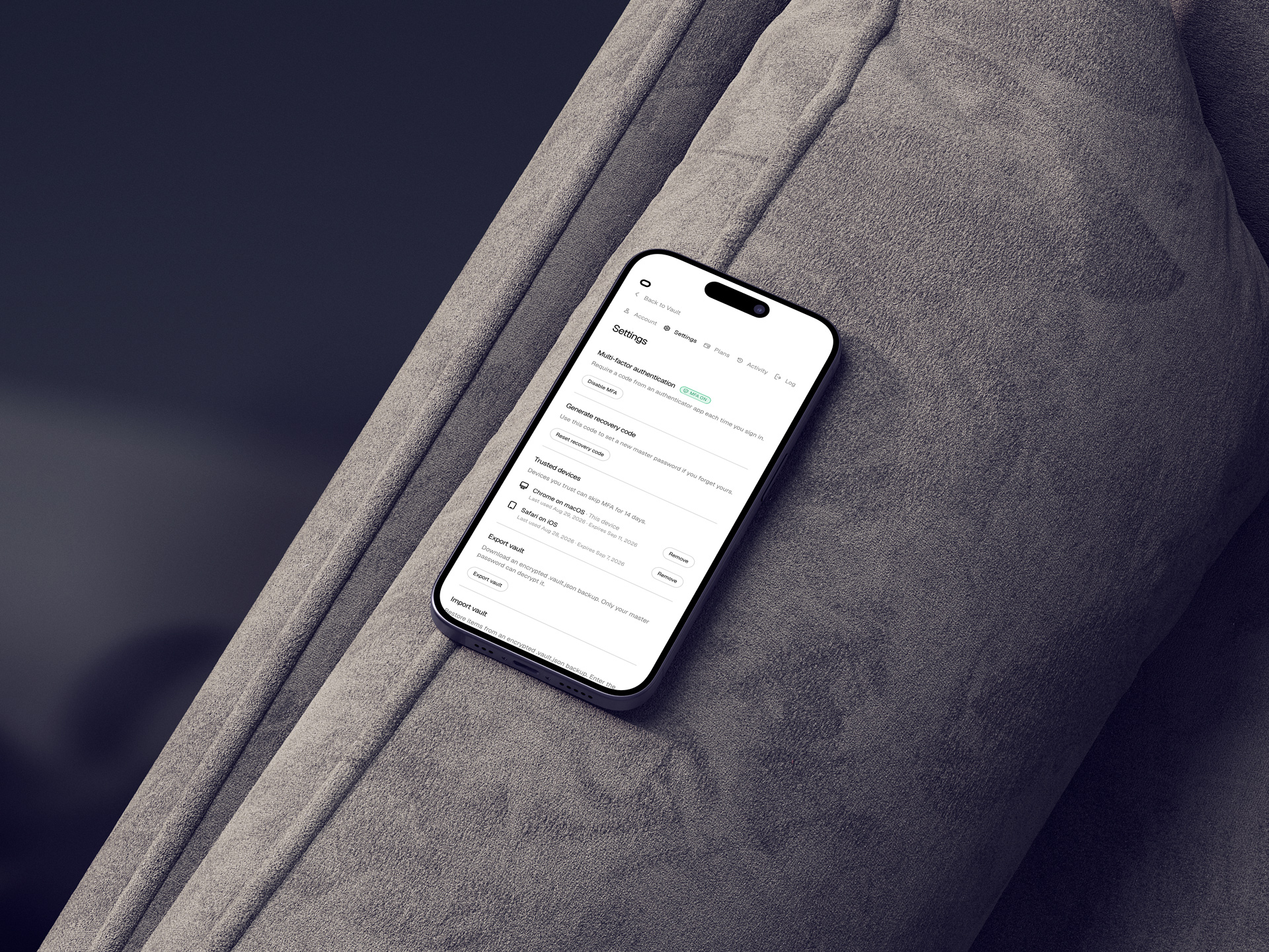 Vault App settings